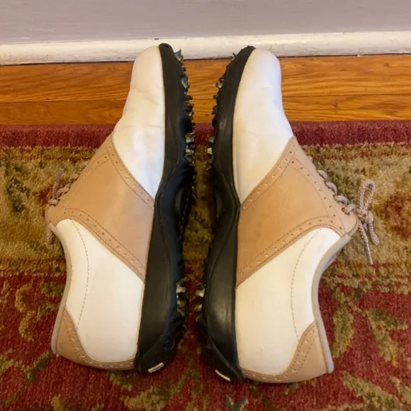 FootJoy Golf Shoe Cleats - Women Sz 7.5 - Classic White Tan Summer Series - Picture 4 of 9